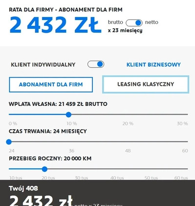 Peugeot 408 cena 204999 przebieg: 10, rok produkcji 2024 z Czerwieńsk małe 29